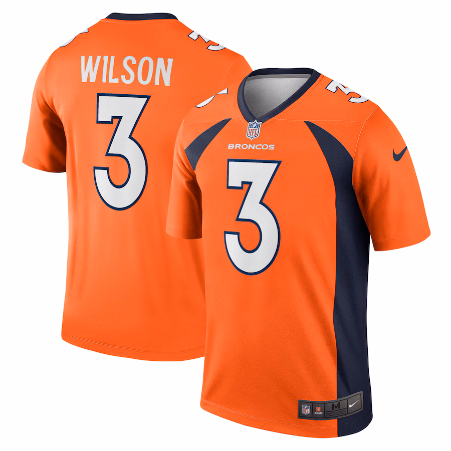 Men's Denver Broncos Russell Wilson Nike Orange Team Legend Player Performance Top