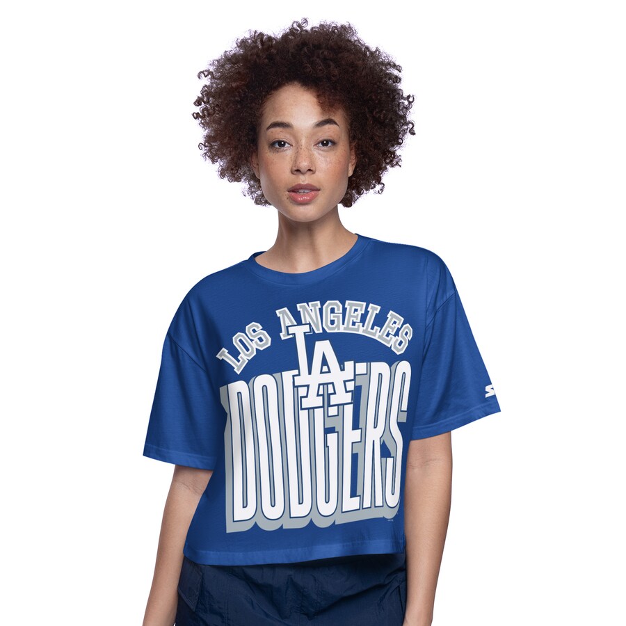 Women's Los Angeles Dodgers Starter Royal Play the Ball Boxy Cropped T-Shirt