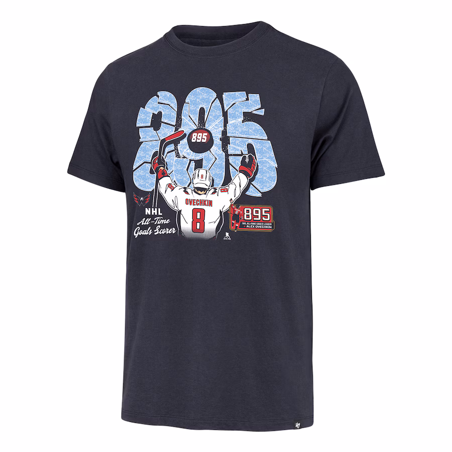 Men's Washington Capitals Alexander Ovechkin '47 Blue NHL All-Time Leading Goal Scorer Shattered Franklin T-Shirt