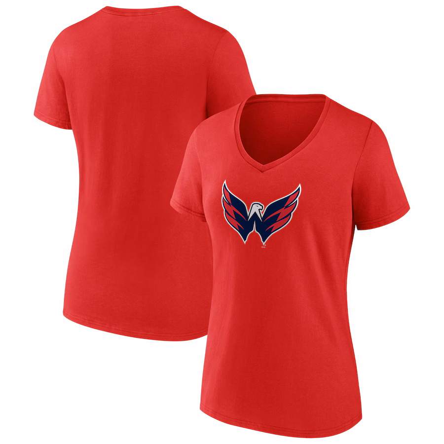 Women's Washington Capitals Fanatics Red Primary Logo Team V-Neck T-Shirt