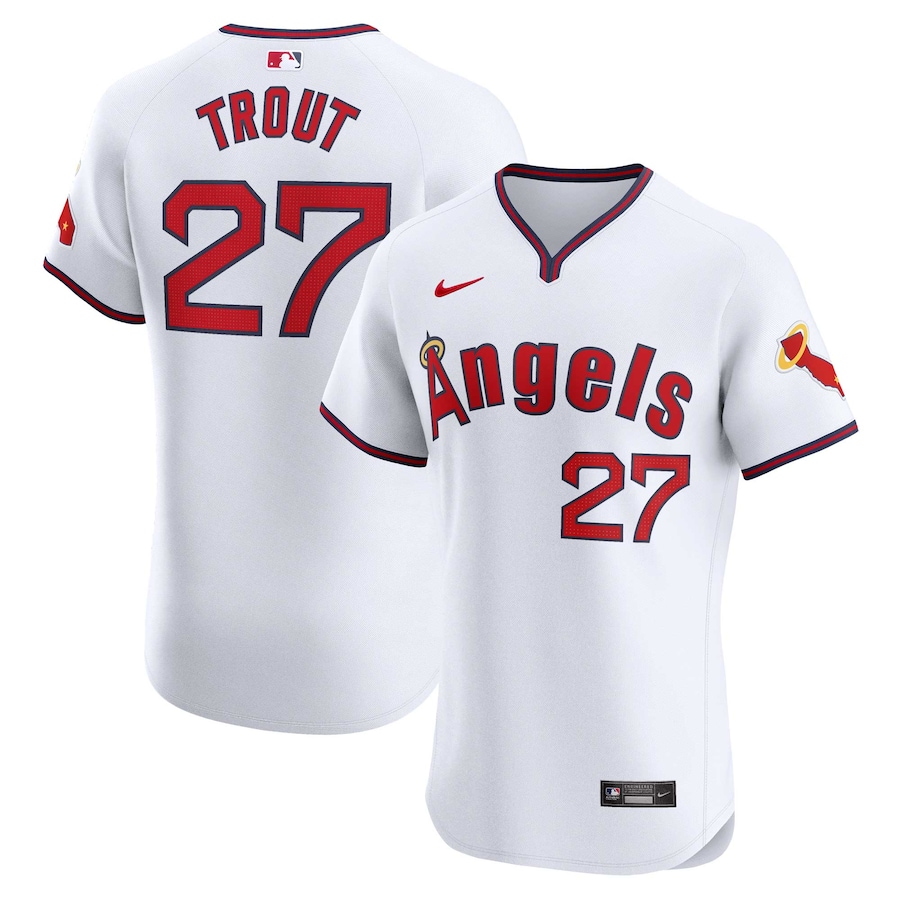 Men's Los Angeles Angels Mike Trout Nike White Alternate Elite Player Jersey