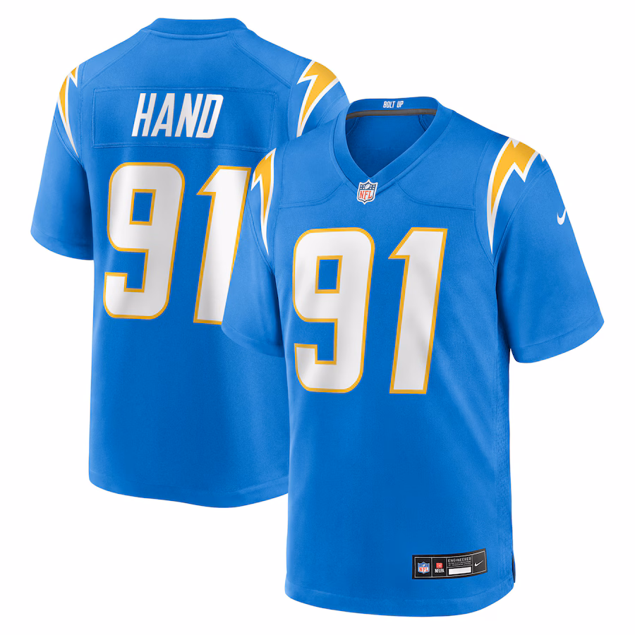 Men's Los Angeles Chargers Da'Shawn Hand Nike Powder Blue Team Game Jersey