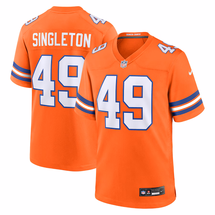 Men's Denver Broncos Alex Singleton Nike Orange Mile High Collection 1977 Throwback Player Game Jersey