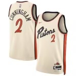 Unisex Detroit Pistons Cade Cunningham Nike White 2024/25 Swingman Player Jersey - City Edition