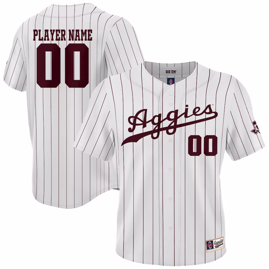 Texas A&M Aggies GameDay Greats Youth NIL Pick-A-Player Lightweight Baseball Jersey - White
