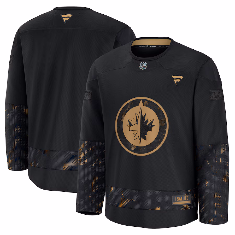 Men's Winnipeg Jets Fanatics Black 2024 Military Appreciation Practice Jersey