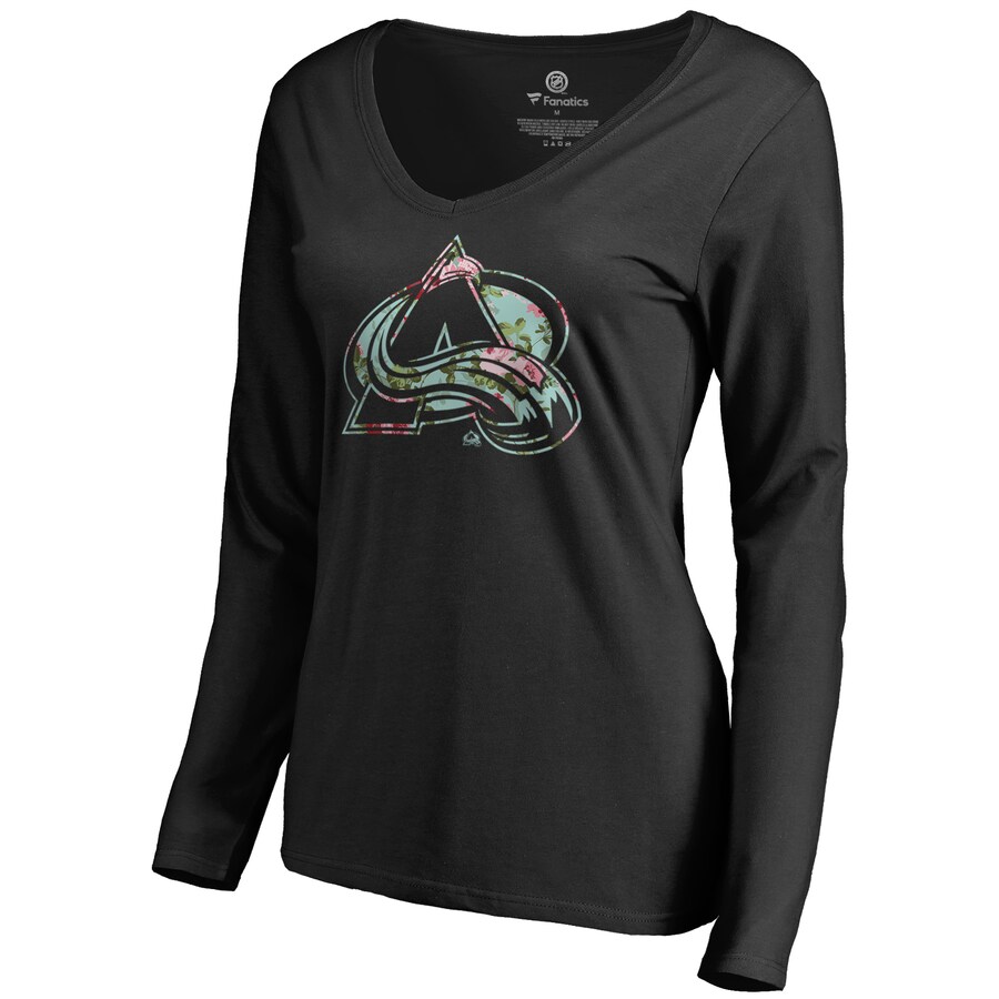 Women's Colorado Avalanche Black Lovely Long Sleeve V-Neck T-Shirt