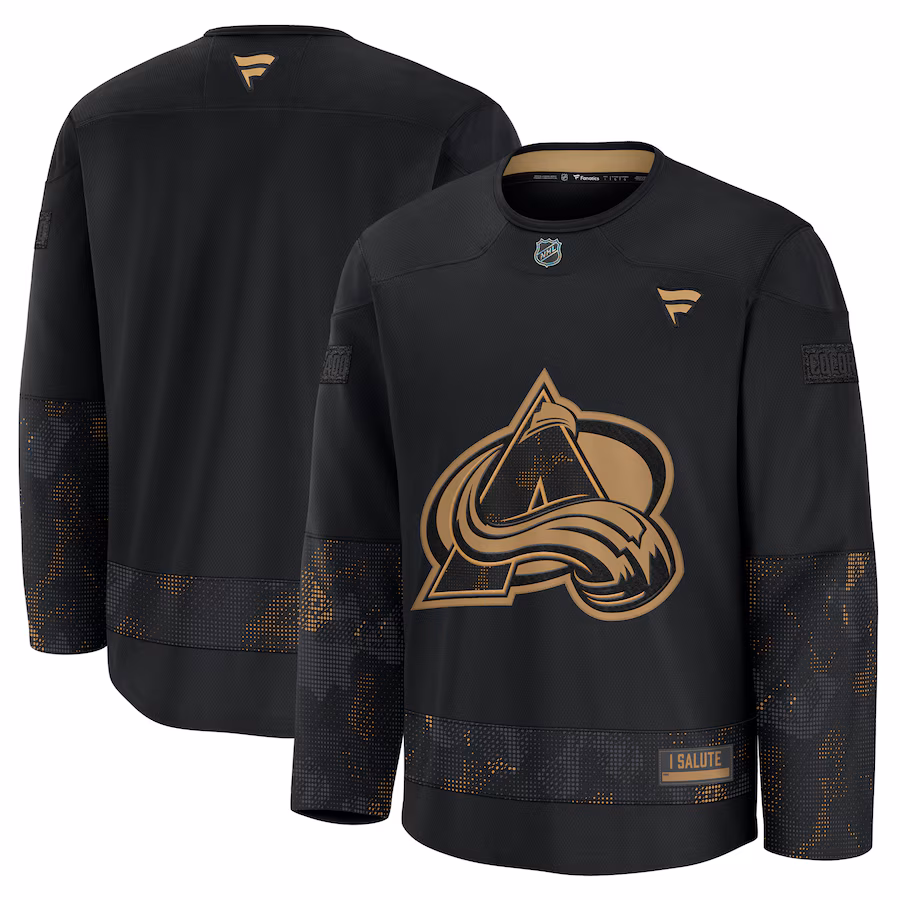 Men's Colorado Avalanche Fanatics Black 2024 Military Appreciation Practice Jersey