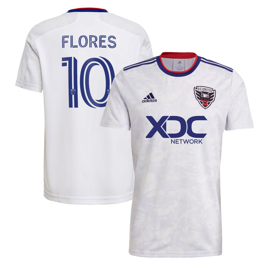 Men's D.C. United Edison Flores adidas White 2022 The Marble Replica Player Jersey