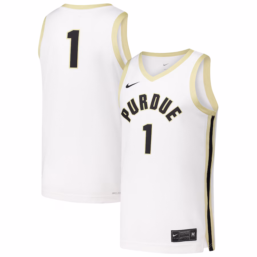 Men's Nike #1 White Purdue Boilermakers  Replica Basketball Jersey