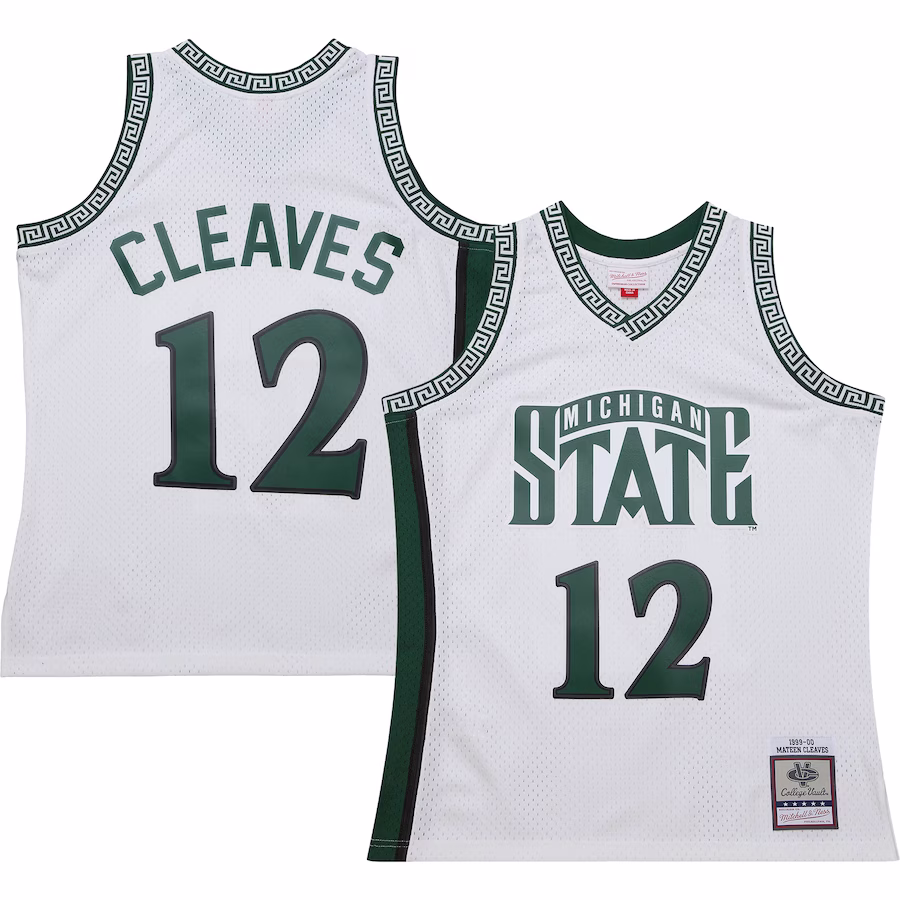 Mateen Cleaves Michigan State Spartans Mitchell & Ness 125th Basketball Anniversary 1999 Throwback Fashion Jersey �?White