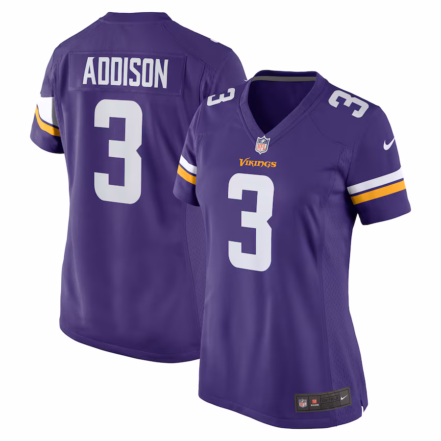 Women's Minnesota Vikings Jordan Addison Nike  Purple Team Game Jersey