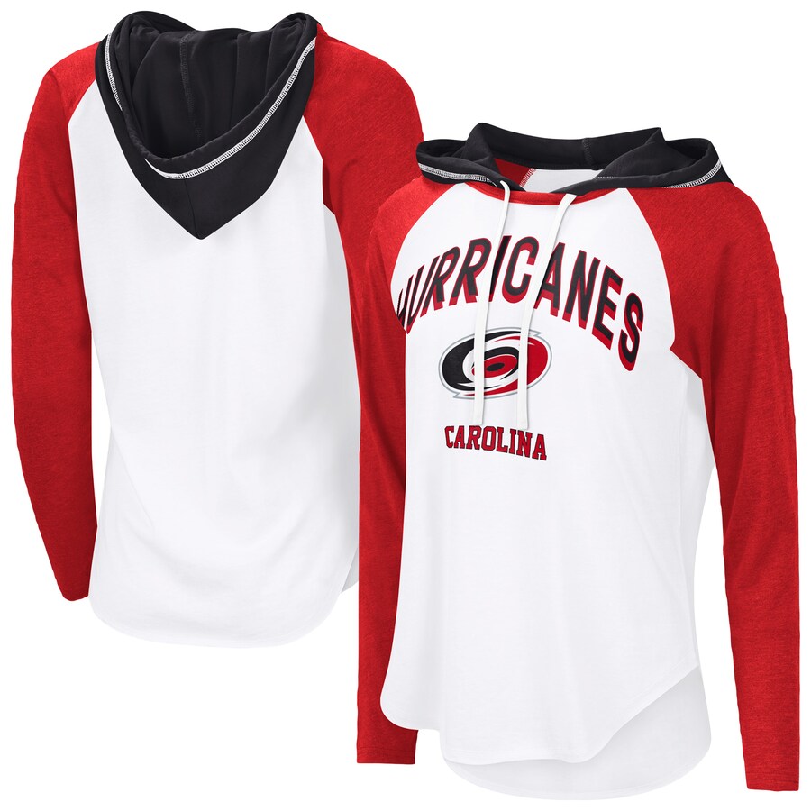Women's Carolina Hurricanes G-III 4Her by Carl Banks White VIP Raglan Long Sleeve Hoodie T-Shirt
