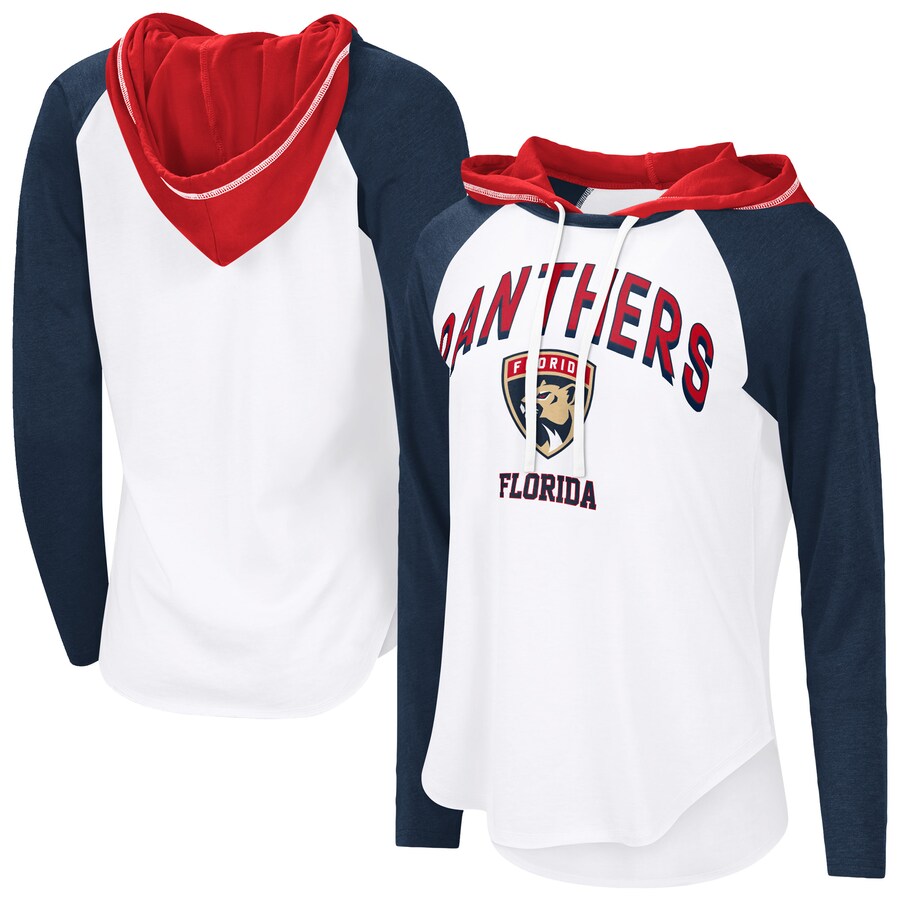 Women's Florida Panthers G-III 4Her by Carl Banks White VIP Raglan Long Sleeve Hoodie T-Shirt