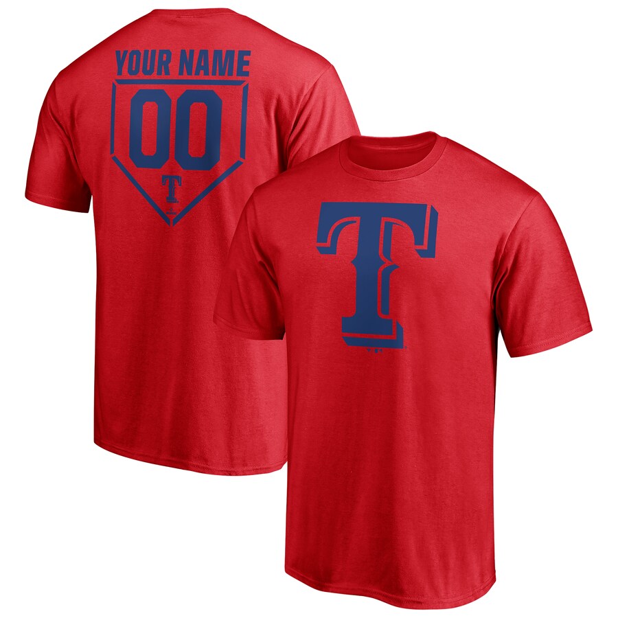 Men's Texas Rangers Red Personalized RBI Logo T-Shirt