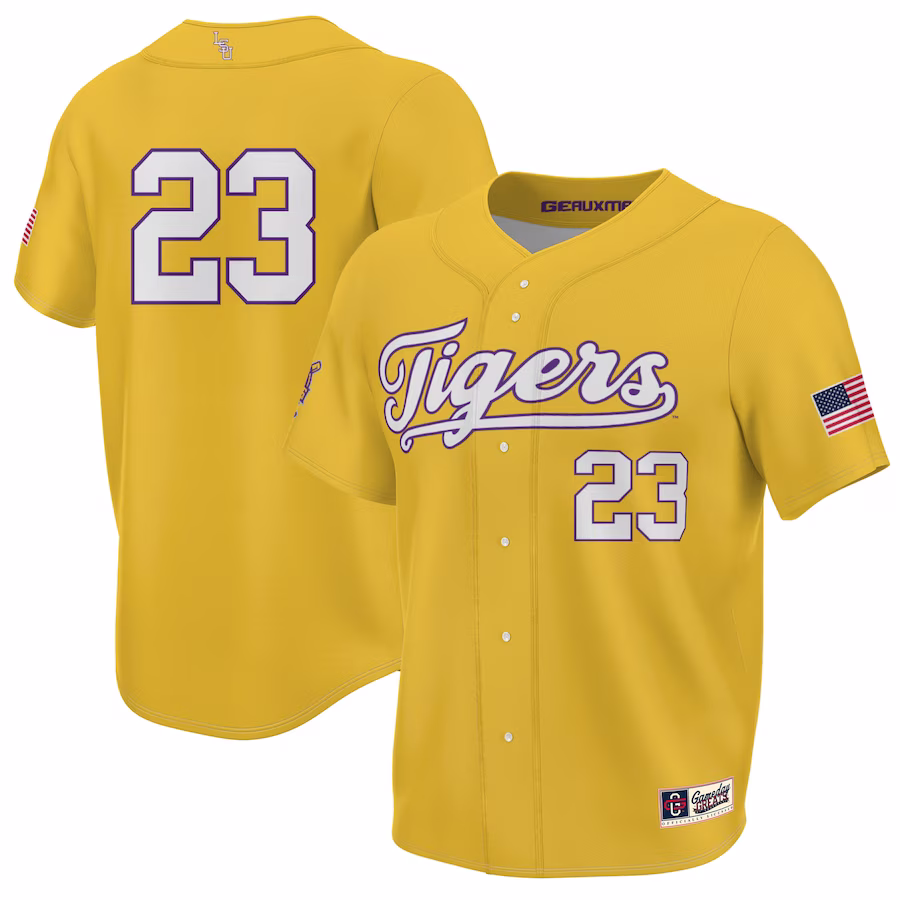#23 LSU Tigers GameDay Greats Youth 2023 NCAA Baseball College World Series Champions Lightweight Jersey - Gold