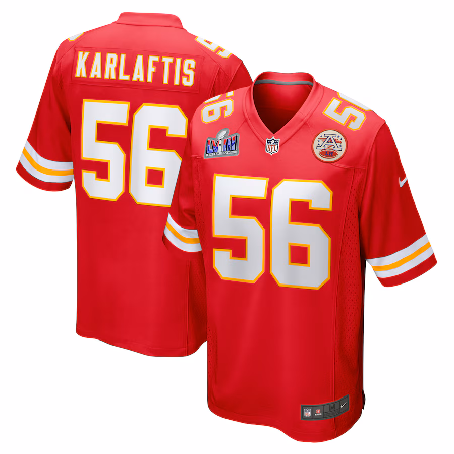 Men's Kansas City Chiefs George Karlaftis Nike Red Super Bowl LVIII Game Jersey