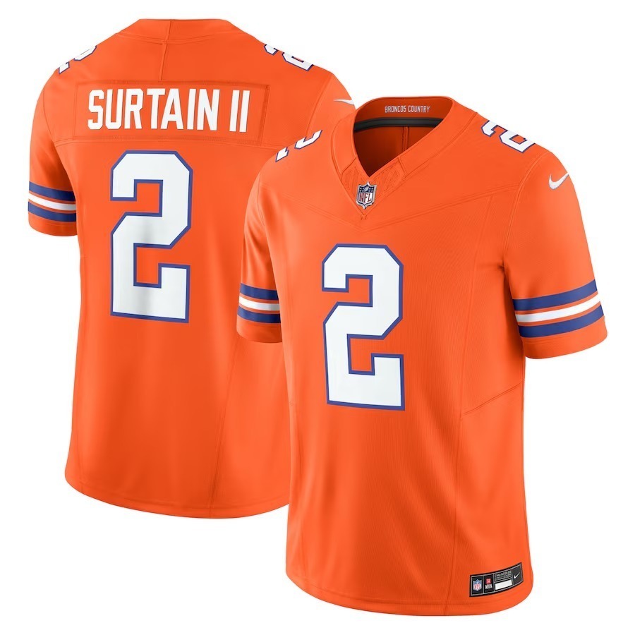 Men's Denver Broncos Patrick Surtain II Nike Orange Alternate Mile High Collection 1977 Throwback Vapor F.U.S.E. Elite Jersey