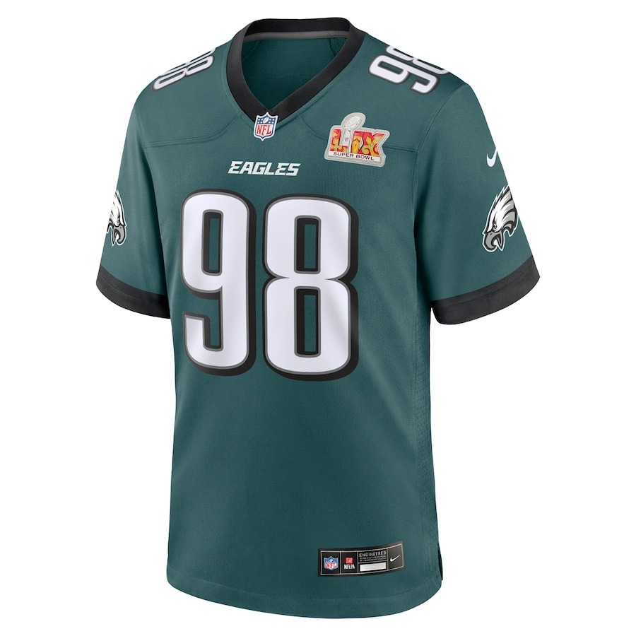 Men's Philadelphia Eagles Jalen Carter Nike Midnight Green Super Bowl LIX Game Player Jersey