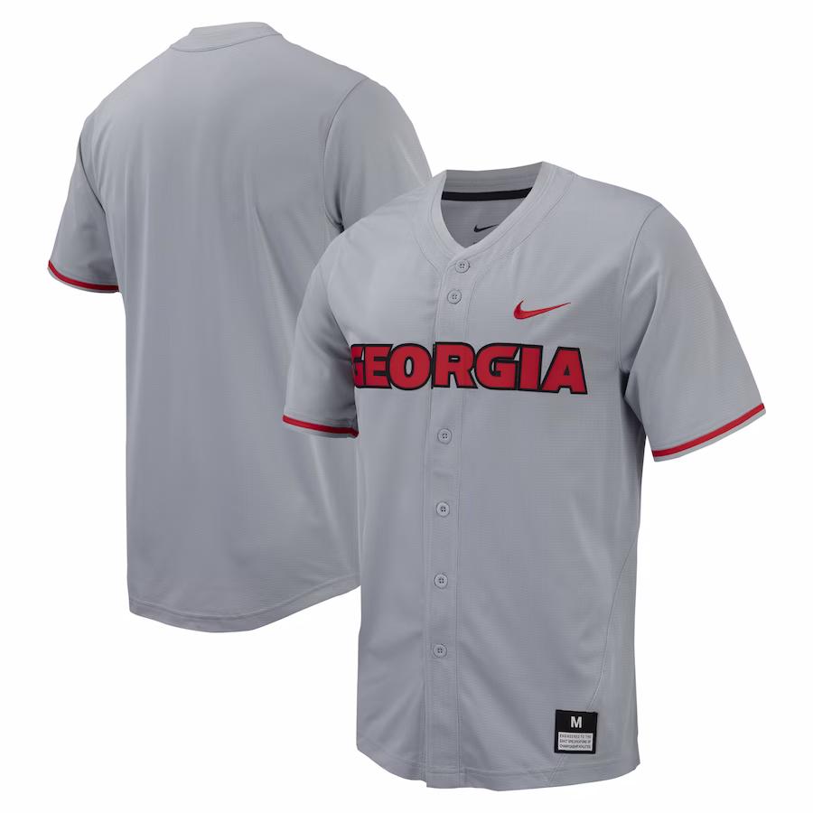 Georgia Bulldogs Nike Replica Full-Button Baseball Jersey - Gray