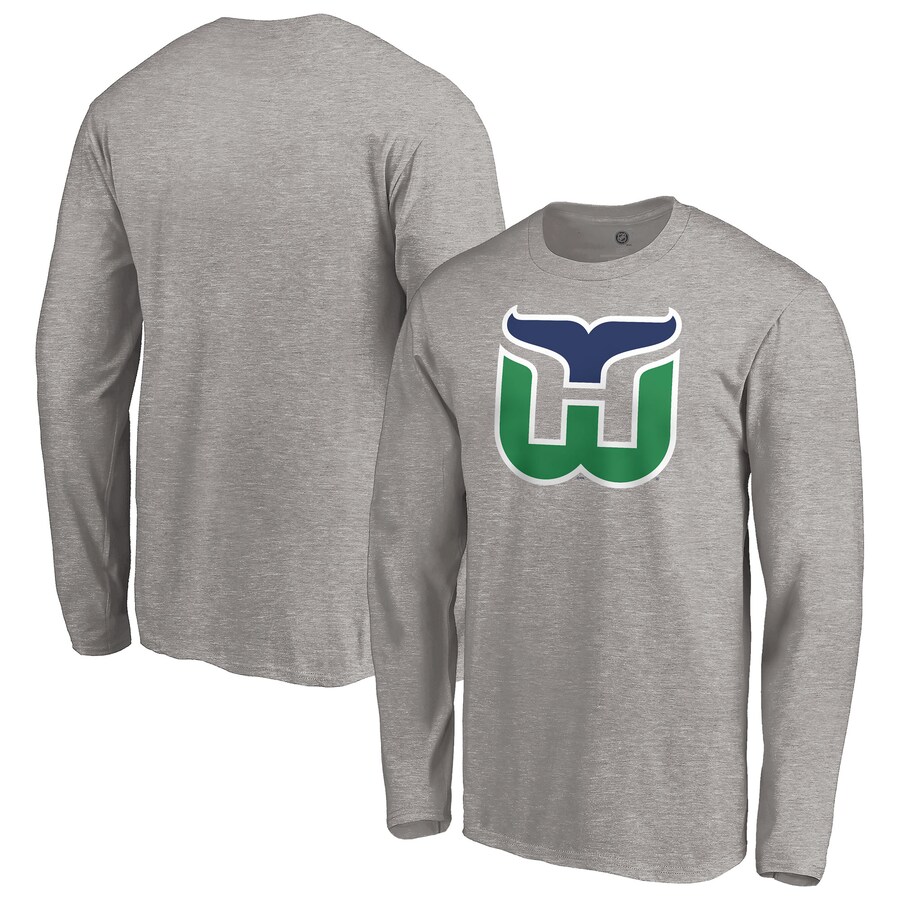 Men's Carolina Hurricanes Heather Gray Special Edition Primary Logo Long Sleeve T-Shirt