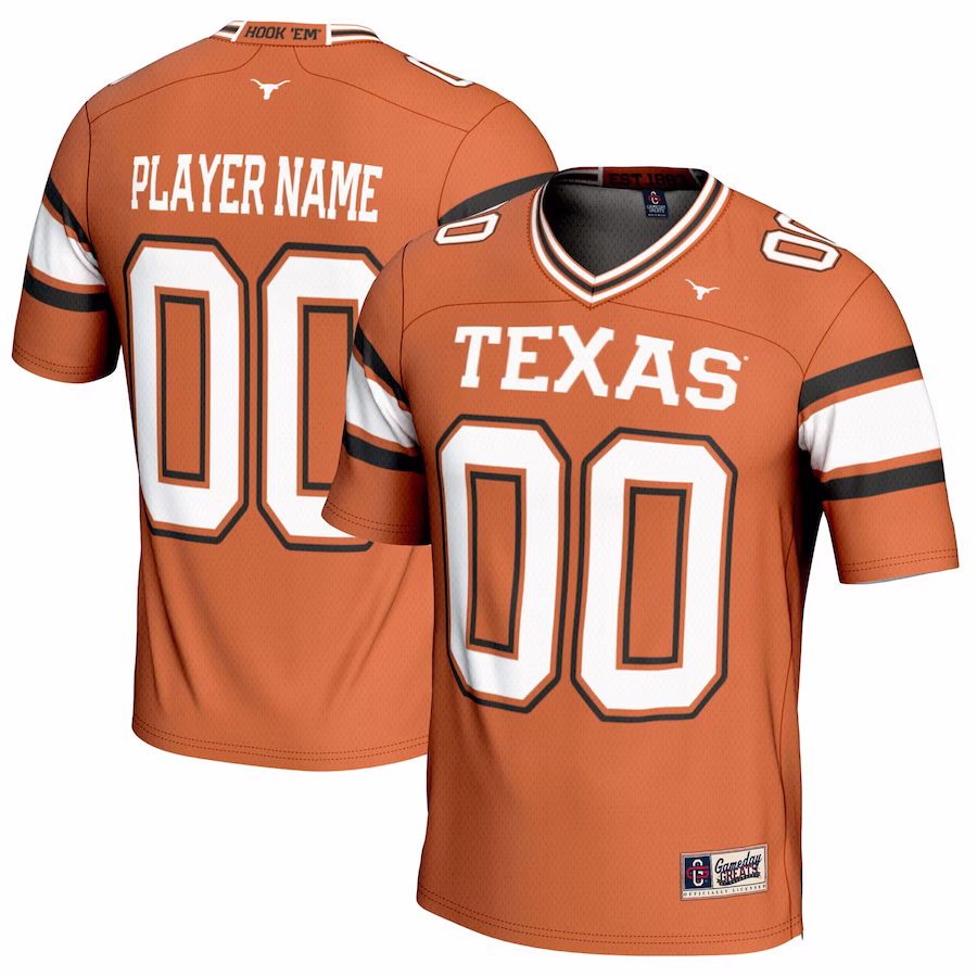 Texas Longhorns GameDay Greats NIL Pick-A-Player Football Fashion Jersey - Texas Orange