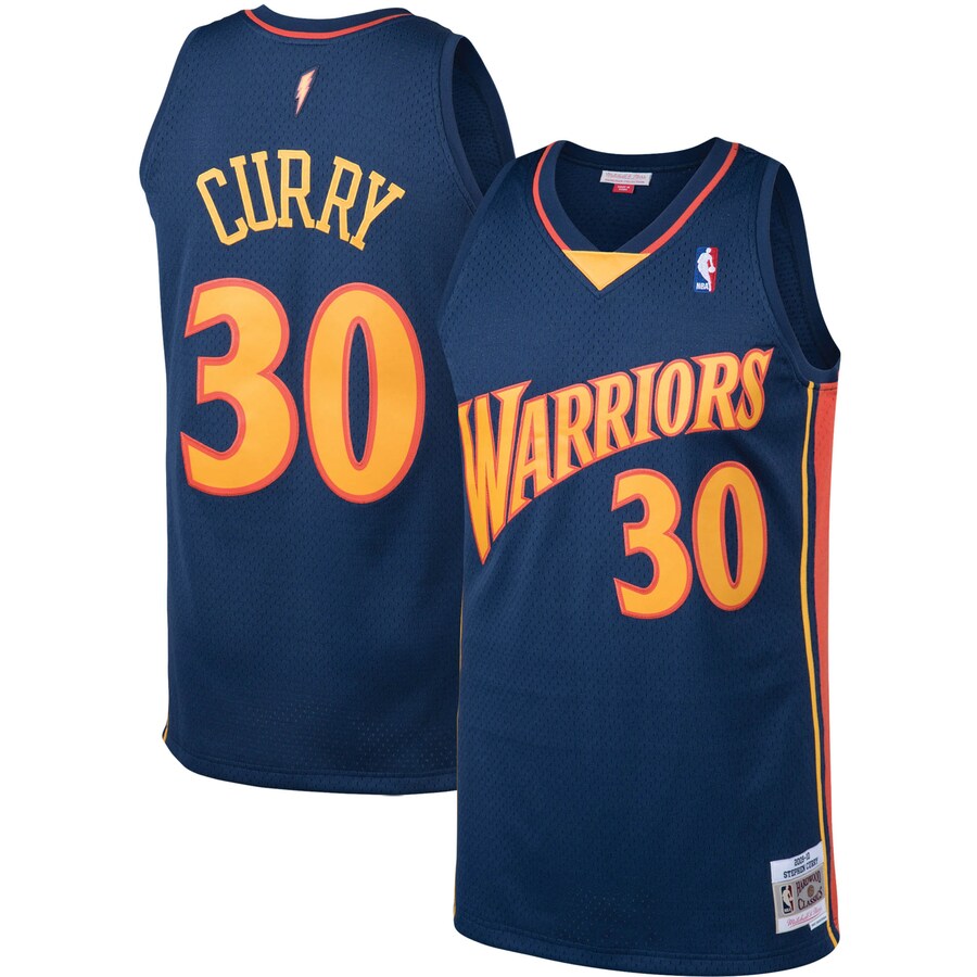 Men's Golden State Warriors Stephen Curry Mitchell & Ness Navy 2009/10 Big & Tall Hardwood Classics Swingman Jersey