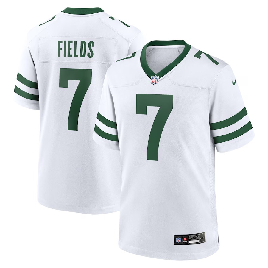 Men's New York Jets Justin Fields Nike Legacy White Game Jersey