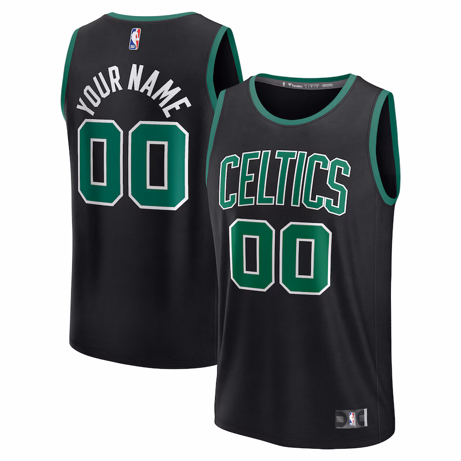 Youth Boston Celtics Fanatics Black Fast Break Custom Jersey - Statement Edition