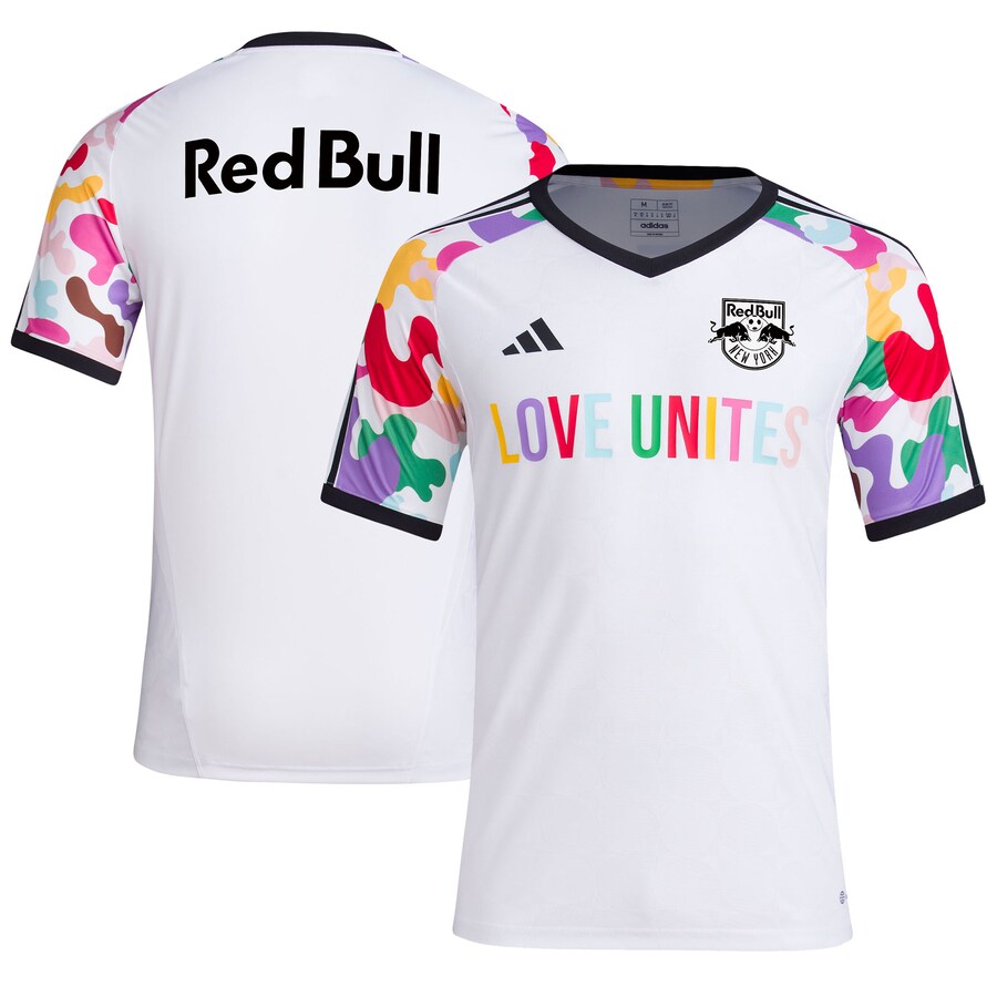 Men's New York Red Bulls  adidas White 2023 Pride Pre-Match Top