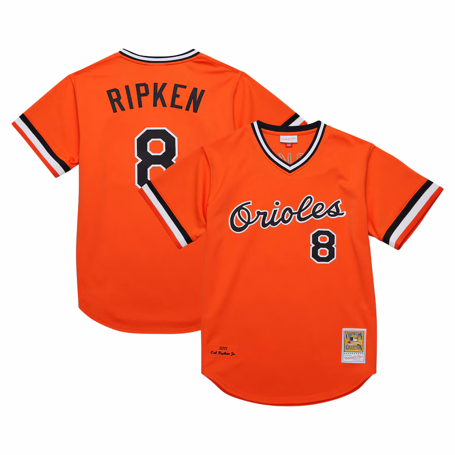 Men's Baltimore Orioles Cal Ripken Jr. Mitchell & Ness Orange 2001 Cooperstown Collection Authentic Throwback Jersey