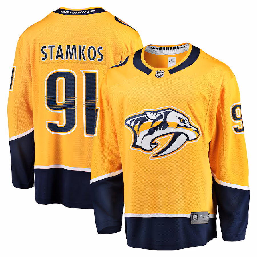 Men's Nashville Predators Steven Stamkos Fanatics Gold Home Premier Breakaway Player Jersey