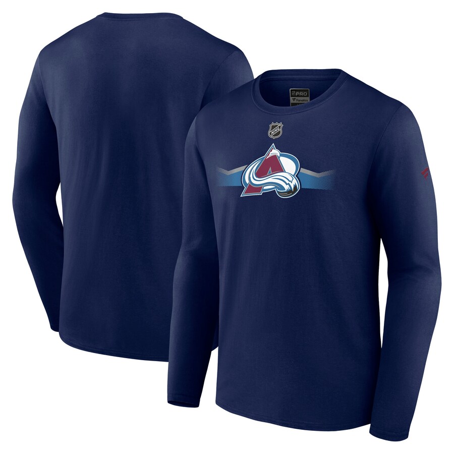 Men's Colorado Avalanche Fanatics Navy Authentic Pro Secondary Long Sleeve T-Shirt