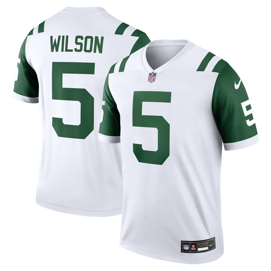 Men's New York Jets Garrett Wilson Nike White Classic Alternate Legend Jersey