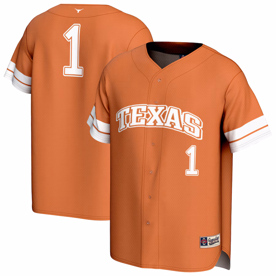 Unisex GameDay Greats #1 Texas Orange Texas Longhorns Collegiate Baseball Fashion Jersey