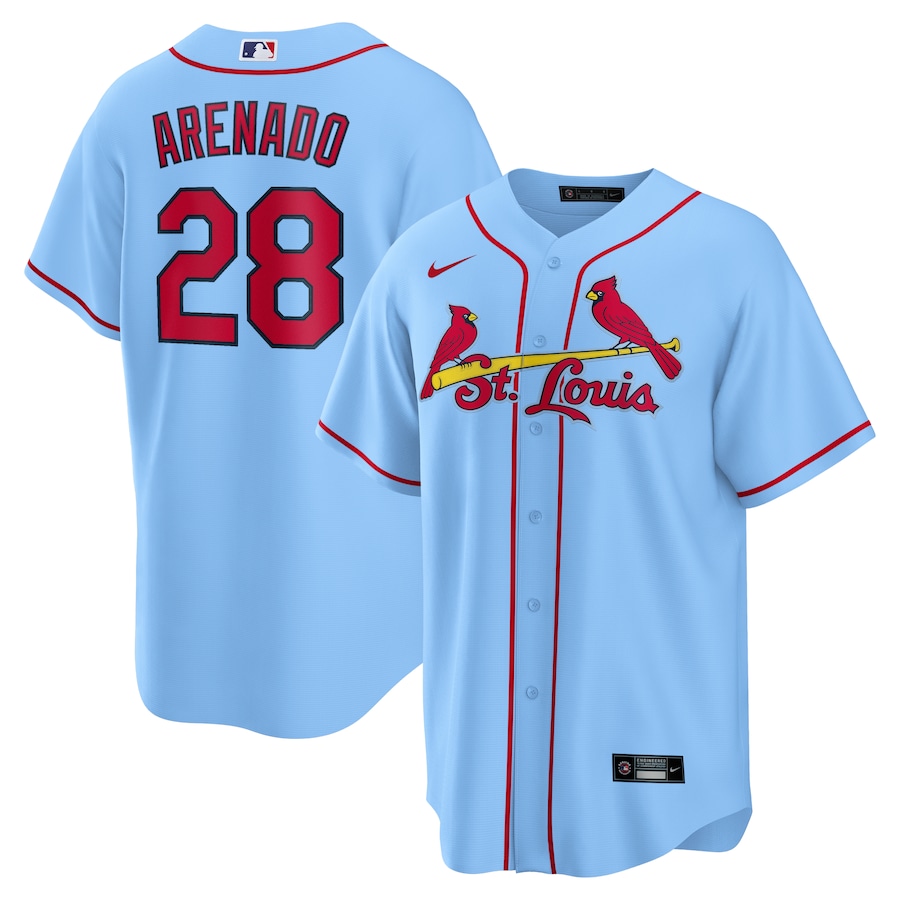 Men's St. Louis Cardinals Nolan Arenado Nike Light Blue 2024 Alternate Replica Jersey