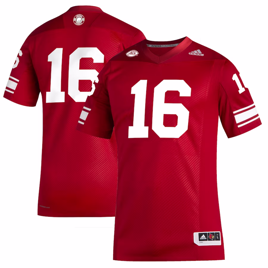 #16 Louisville Cardinals adidas Premier Strategy Football Jersey - Red