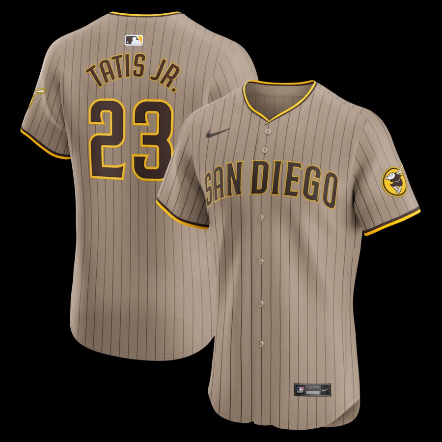 Men's San Diego Padres Fernando Tatis Jr. Nike Tan Alternate Elite Sponsor Patch Player Jersey