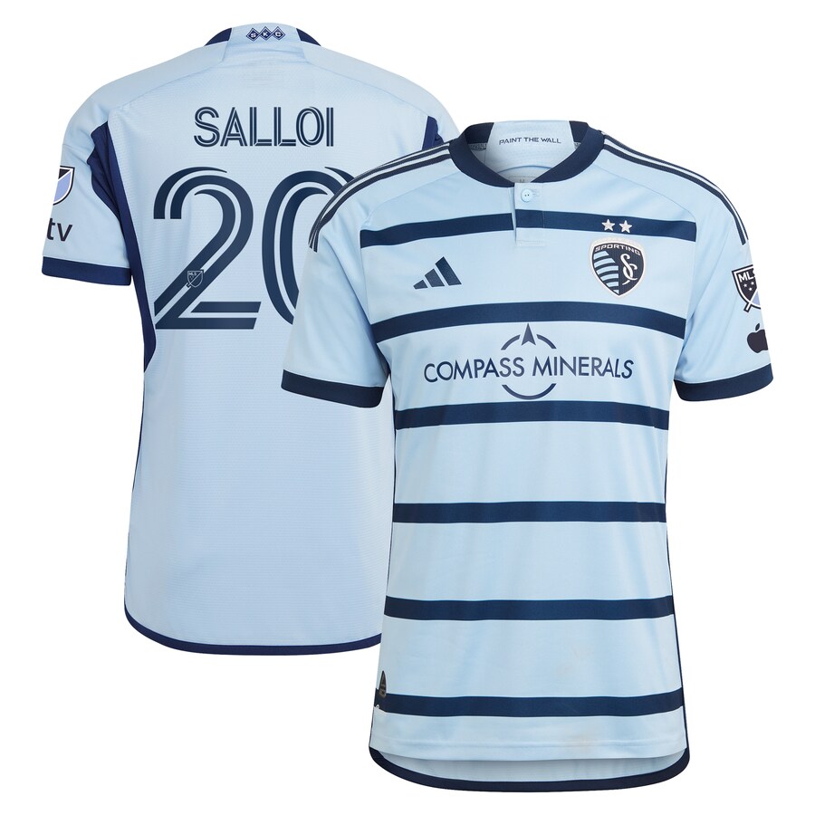 Men's Sporting Kansas City Daniel Salloi adidas Light Blue 2023 Hoops 4.0 Authentic Player Jersey