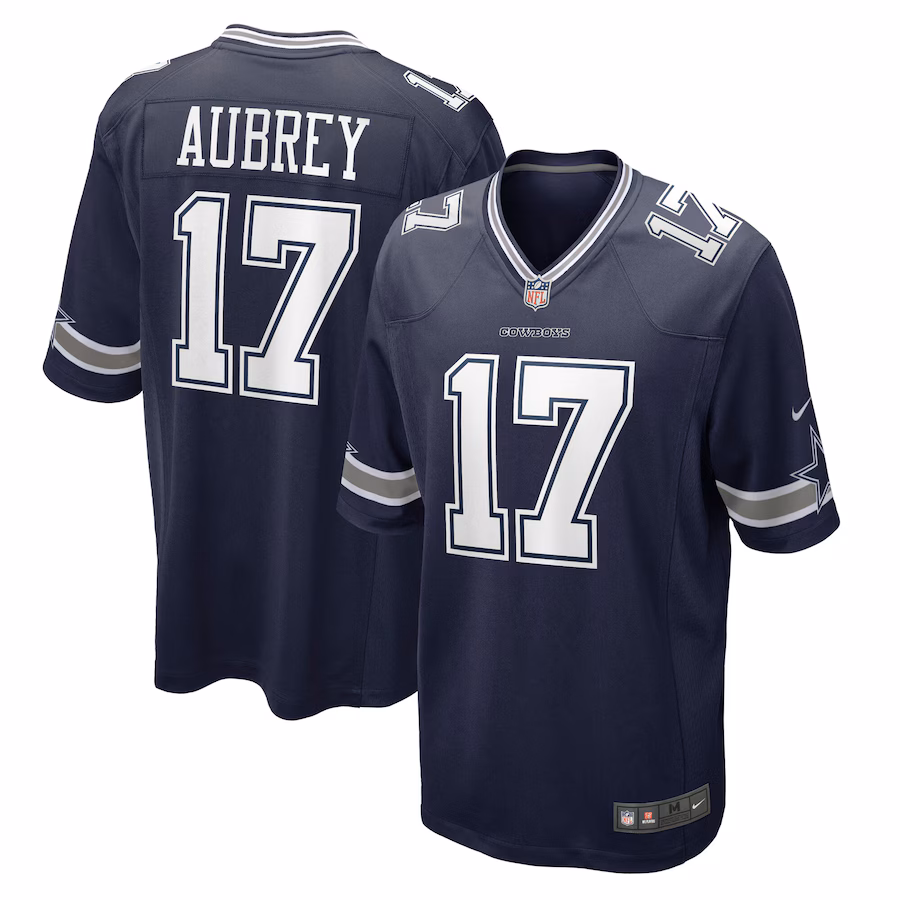 Men's Dallas Cowboys Brandon Aubrey Nike Navy Team Game Jersey