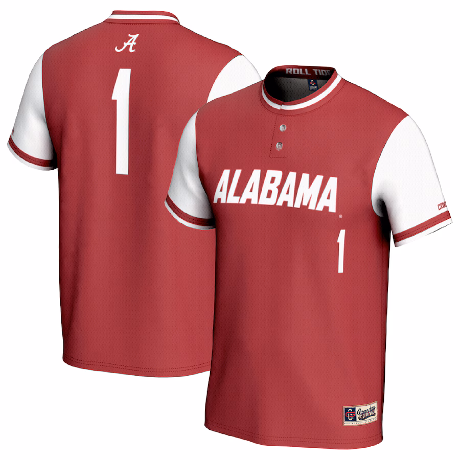 Youth GameDay Greats #1 Crimson/White Alabama Crimson Tide Lightweight Softball Fashion Jersey