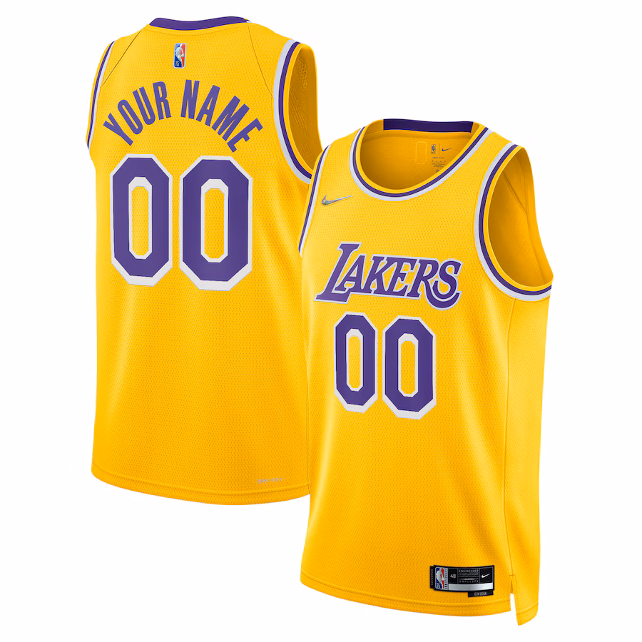 Men's Los Angeles Lakers Nike Gold 2021/22 Diamond Swingman Custom Jersey - Icon Edition