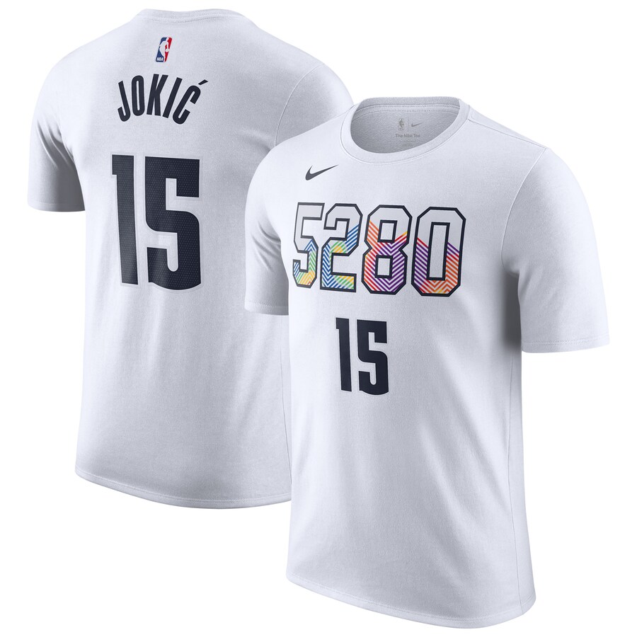 Men's Denver Nuggets Nikola Jokic Nike White 2024/25 City Edition Name & Number T-Shirt