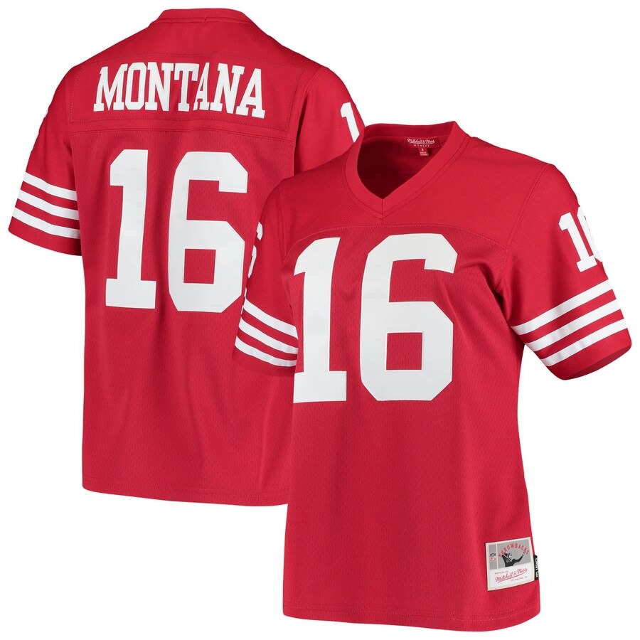Women's San Francisco 49ers Joe Montana Mitchell & Ness Scarlet 1990 Legacy Replica Jersey