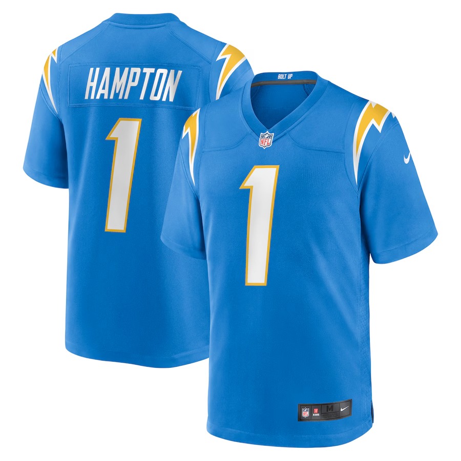 Men's Los Angeles Chargers Omarion Hampton Nike Powder Blue 2025 NFL Draft First Round Pick Game Jersey