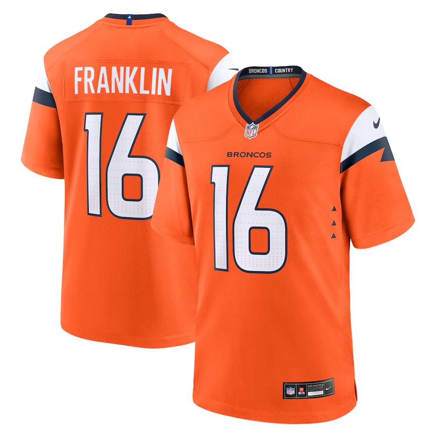 Men's Denver Broncos Troy Franklin Nike Orange Team Game Jersey