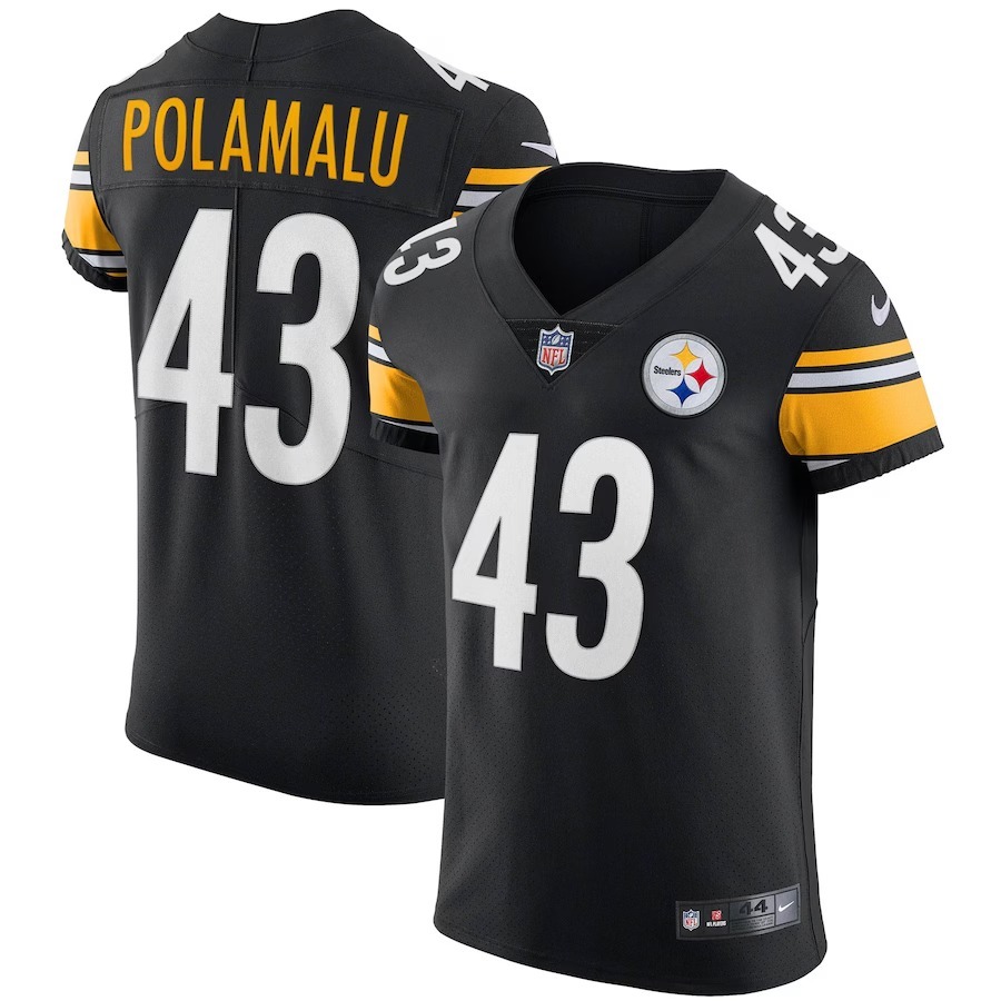Men's Pittsburgh Steelers Troy Polamalu Nike Black Retired Player Elite Jersey