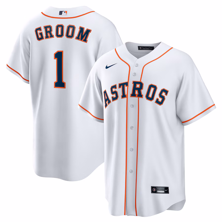 Men's Houston Astros Nike White #1 Groom Home Replica Jersey