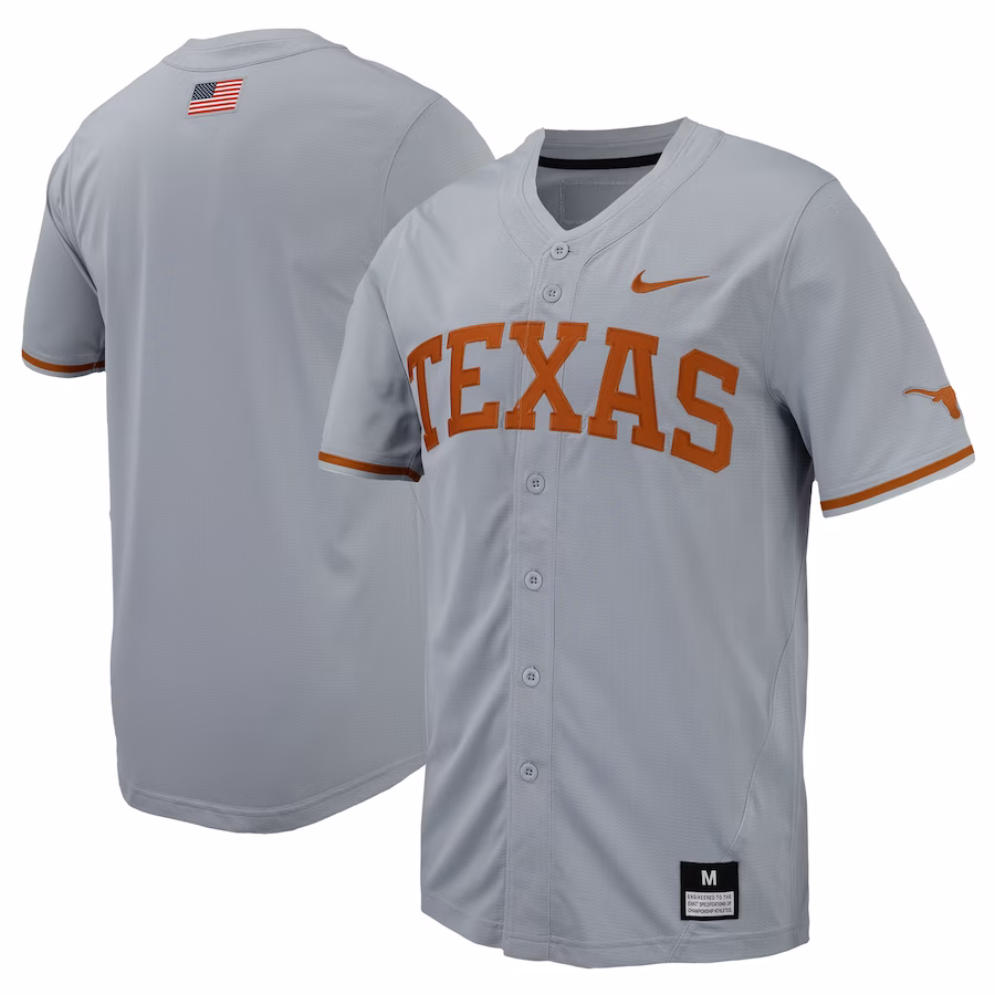 Texas Longhorns Nike Replica Full-Button Baseball Jersey - Gray