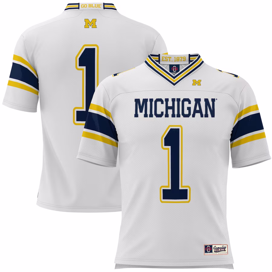 #1 Michigan Wolverines GameDay Greats Youth Football Jersey - White